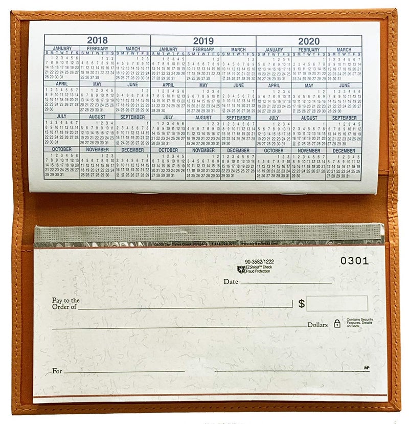 123 Cheap Checks Bright Orange Basic Genuine Leather Checkbook Cover For Men & Women - Image 2